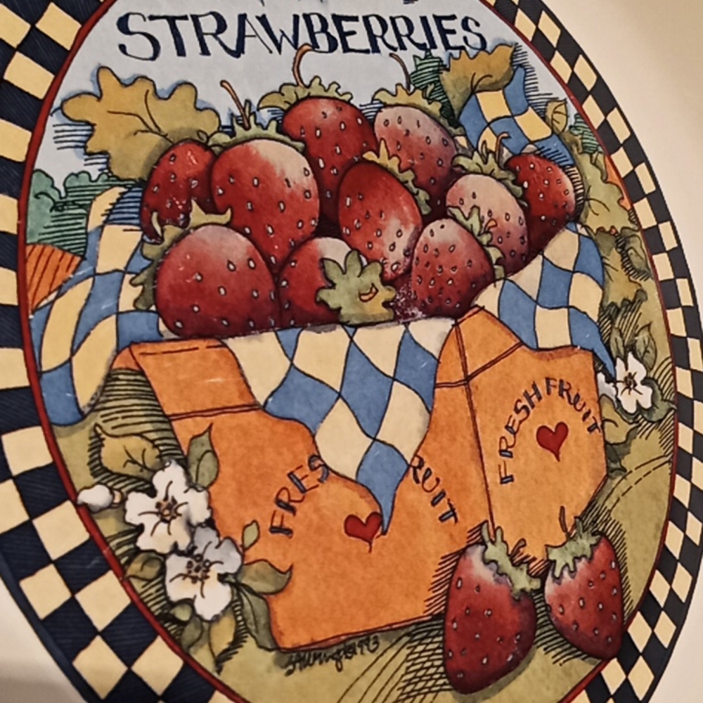 Strawberries Pie Plate Serving Dish.By Susan Winget Certified International Corp - Picture 9 of 12